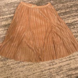 Anthropologie Maeve Iridescent Peach Pleated Skirt
